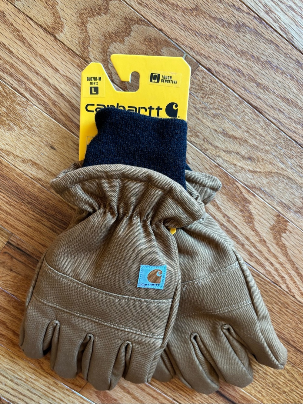 Carhartt Tan Work Gloves with Black Knit Cuff